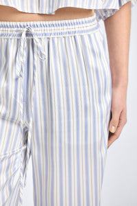 Aurely Wide Leg Pant - Lisbon Blue Stripe