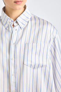 Ember Cropped Button Down Shirt - Lisbon Blue Stripe