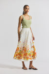 White/Papaya Multi Alexia Organza Pleated Maxi Skirt | Women's Skirts by Derek Lam 10 Crosby