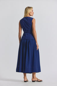 Sailor Navy Annika Mixed Media Mini Grid Georgette Dress | Women's Dresses by Derek Lam 10 Crosby