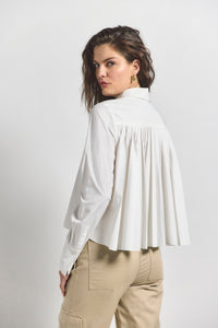 Soft White Aria Pleated Back Cropped Shirt | Women's Top by Derek Lam 10 Crosby