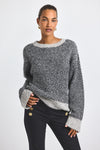 Ivory-Black Astrid Herringbone Knit Sweater | Women's Top by Derek Lam 10 Crosby