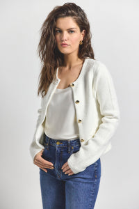 Blanc de Blanc Aubree Boucle Sweater Jacket | Women's Jackets by Derek Lam 10 Crosby