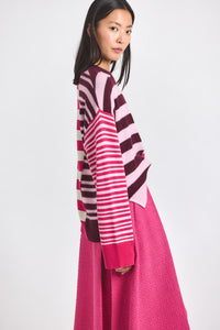 Pink Multi Avalon Spliced Stripe Sweater | Women's Top by Derek Lam 10 Crosby