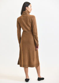 Mocha Mousse Bethany Long Sleeve Turtleneck Dress | Women's Dresses by Derek Lam 10 Crosby