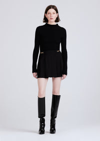 Black Filomena Knit Combo Pleated Mini Dress | Women's Dress by Derek Lam 10 Crosby