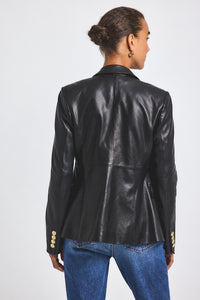 Black Leather Walter Double Breasted Jacket | Women's Jackets by Derek Lam 10 Crosby