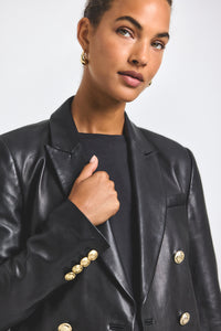 Black Leather Walter Double Breasted Jacket | Women's Jackets by Derek Lam 10 Crosby