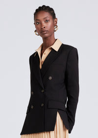 Black Sandra Double Breasted Slit Blazer | Women's Jacket by Derek Lam 10 Crosby