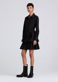 Black Sterling Long Sleeve Pleated Mini Dress | Women's Dress by Derek Lam 10 Crosby