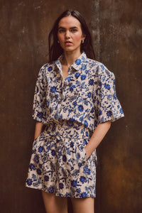 Belen Pull On Short - French Blue Multi