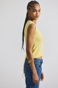 Buttercup Brit Refined Sleeveless Cardigan With Tie | Women's Top by Derek Lam 10 Crosby