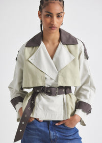 Calico Multi Ines Cropped Trench Jacket | Women's Jacket by Derek Lam 10 Crosby