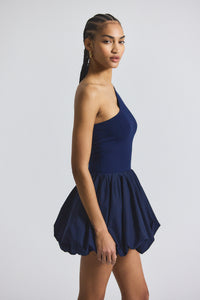 Navy Calla Mixed Media Compact Knit Balloon Dress | Women's Dresses by Derek Lam 10 Crosby