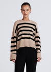 Camel-Black Farah Stripe Crewneck Sweater | Women's Sweater by Derek Lam 10 Crosby
