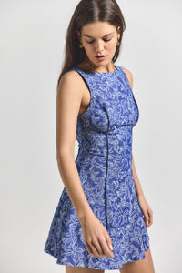 Indigo Cayman High Neck Dress | Women's Dresses by Derek Lam 10 Crosby