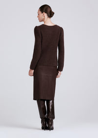 Chocolate Cosmo Puff Sleeve Cardigan | Women's Sweater by Derek Lam 10 Crosby