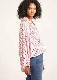 Pink Quartz-Bordeaux Claira Satin Raglan Sleeve Blouse | Women's Top by Derek Lam 10 Crosby