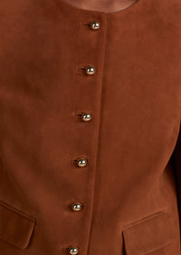 Cognac Freddie Collarless Jacket | Women's Jackets by Derek Lam 10 Crosby