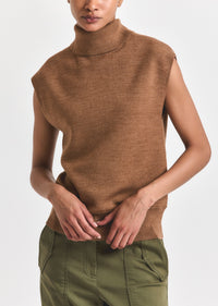 Mocha Mousse Contro Turtleneck Knit Vest | Women's Top by Derek Lam 10 Crosby