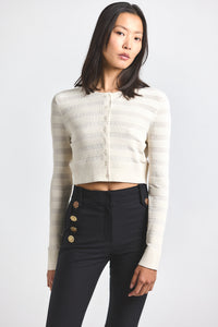 Blanc de Blanc Cora Pointelle Knit Cardigan | Women's Top by Derek Lam 10 Crosby
