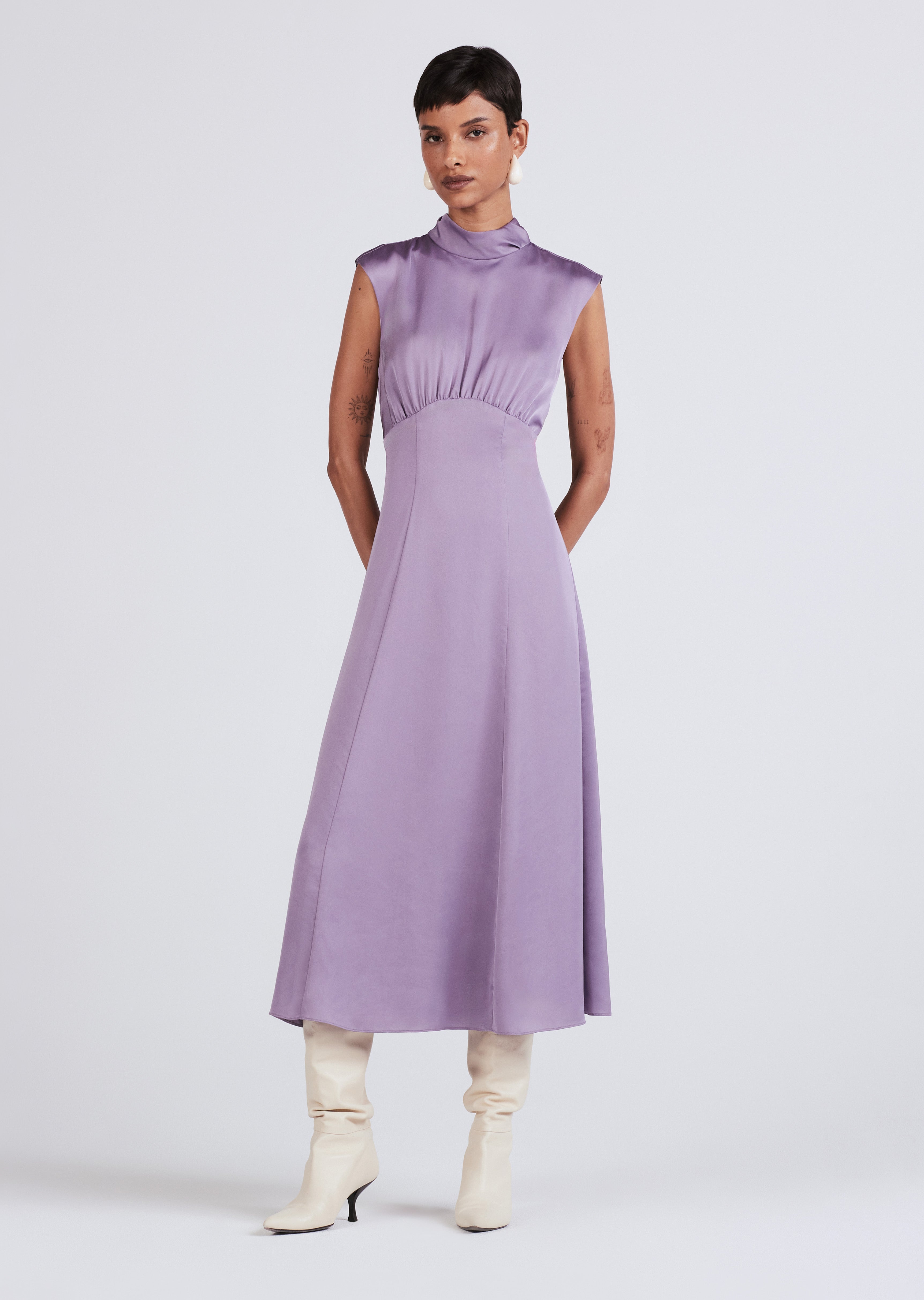 Tate Sleeveless Mock Neck Dress - Dusk