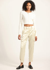 Ivory Elian Satin Cargo Pant | Women's Pants by Derek Lam 10 Crosby