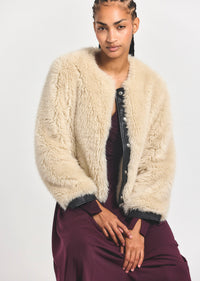 Cream Emerise Plush Coat | Women's Jackets by Derek Lam 10 Crosby