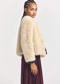 Cream Emerise Plush Coat | Women's Jackets by Derek Lam 10 Crosby