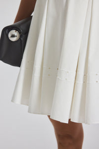 White Eton Embroidered Poplin Eyelet Spaghetti Strap Pleated Mini Dress | Women's Dresses by Derek Lam 10 Crosby