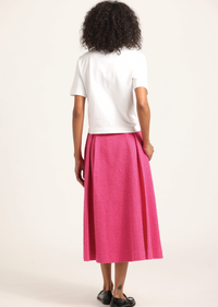 French Rose Fenella Tweed Pleated Midi Skirt | Women's Skirts by Derek Lam 10 Crosby