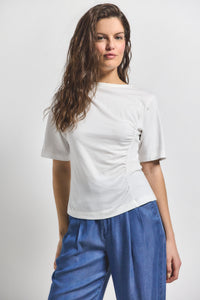 Blanc de Blanc Frederic Ruched Short Sleeve Tee | Women's Top by Derek Lam 10 Crosby