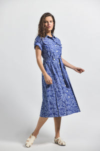 Indigo Gaelle Belted Utility Dress | Women's Dresses by Derek Lam 10 Crosby