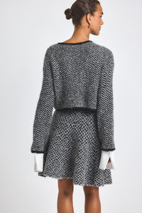 Ivory-Black Imogen Herringbone Knit Mini Skirt | Women's Skirts by Derek Lam 10 Crosby