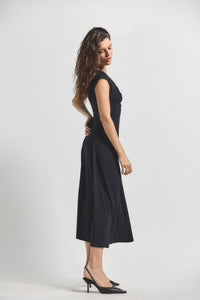 Black Isabel Rouched Sleeveless Dress | Women's Dresses by Derek Lam 10 Crosby