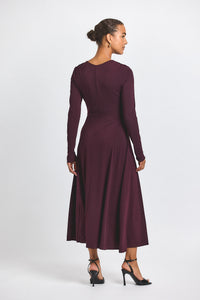 Black Cherry Isabella Ruched Front Long Sleeve Dress | Women's Dresses by Derek Lam 10 Crosby