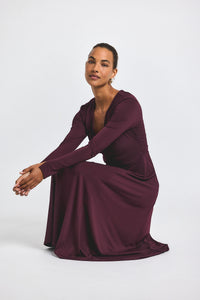 Black Cherry Isabella Ruched Front Long Sleeve Dress | Women's Dresses by Derek Lam 10 Crosby