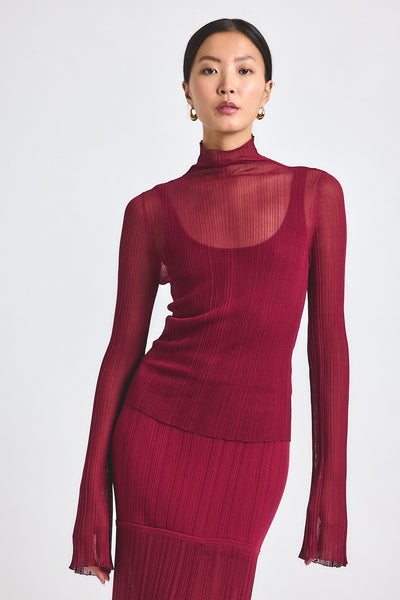 Isolde Sheer Knit Sweater - Carmine – Derek Lam