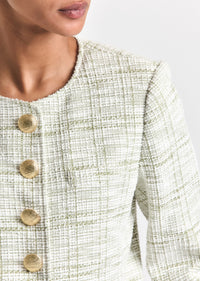 Soft Sage-White Juliette Tweed Jacket | Women's Jackets by Derek Lam 10 Crosby