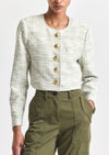 Juliette Tweed Jacket - Soft Sage-White