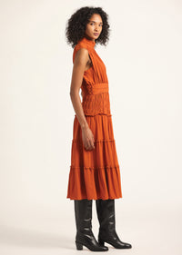 Cinnamon Junia Rouched Midi Dress | Women's Dresses by Derek Lam 10 Crosby