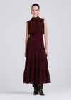Burgundy Junia Rouched Sleeveless Midi Dress | Women's Dress by Derek Lam 10 Crosby