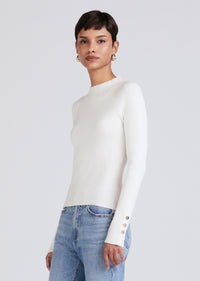 Ivory Kassandra Ribbed Mock Neck Sweater | Women's Sweater by Derek Lam 10 Crosby