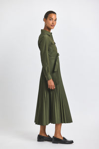 Fatigue Kenza Cotton Poly Poplin Pleated Shirt Dress | Women's Dresses by Derek Lam 10 Crosby