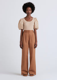 Khaki Willa Balloon Sleeve Scoop Neck Top | Women's Top by Derek Lam 10 Crosby