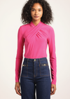 French Rose Krini Wrap Long Sleeve Jersey Top | Women's Top by Derek Lam 10 Crosby