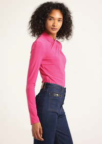 French Rose Krini Wrap Long Sleeve Jersey Top | Women's Top by Derek Lam 10 Crosby
