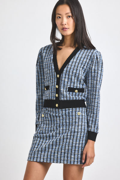 Ky Stretch Tweed Cardigan Jacket - Blue Multi – Derek Lam