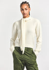Ivory Leilani Plush Knit Tie Neck Sweater | Women's Top by Derek Lam 10 Crosby