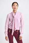 Slipper Pink Leilani Plush Knit Tie Neck Sweater | Women's Top by Derek Lam 10 Crosby